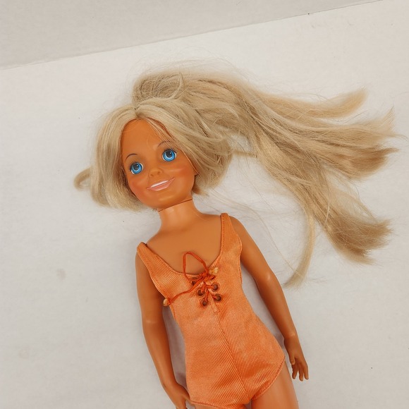 Vintage Malibu Brandy Doll 20" 1970s Blonde Hair Blue Eyes Swimsuit growinghair - Picture 4 of 11